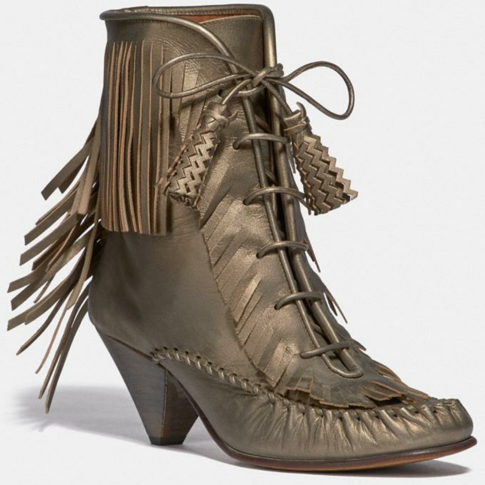 COACH Fringe Boot in Burnish Platinum Sz 8.5